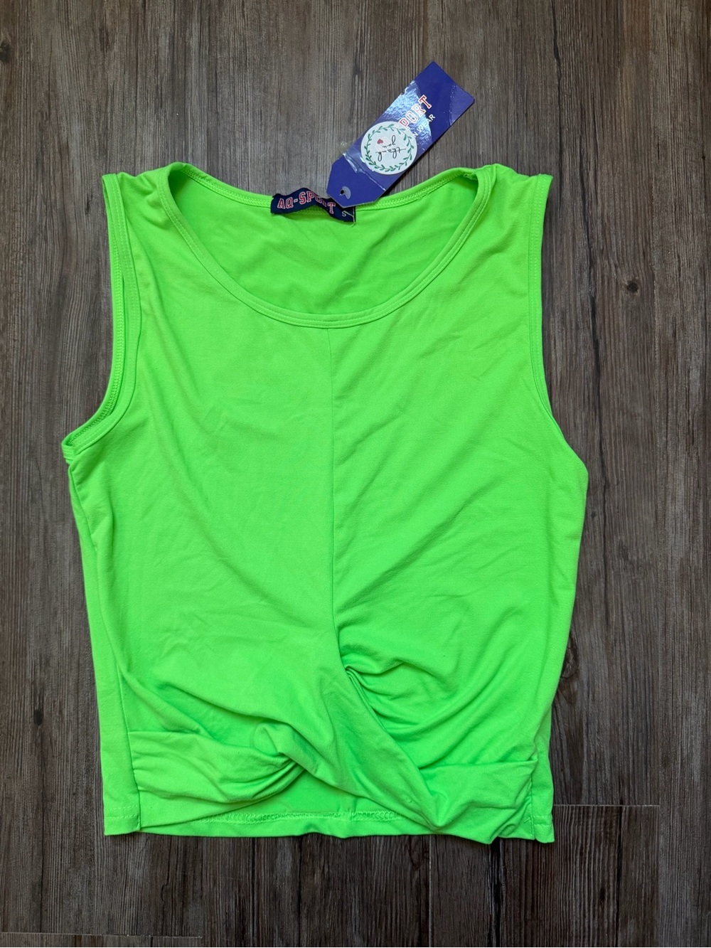 Bright Neon Green Twist-Front Tank Top - Women